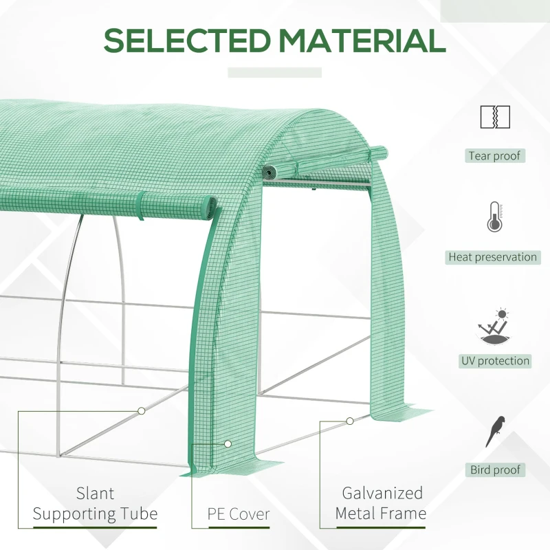 Best Polytunnel Greenhouse Walk-in Grow House Tent with Roll-up Sidewalls, Zipped Door and 12 Windows, 6x3x2m Green - Image 4