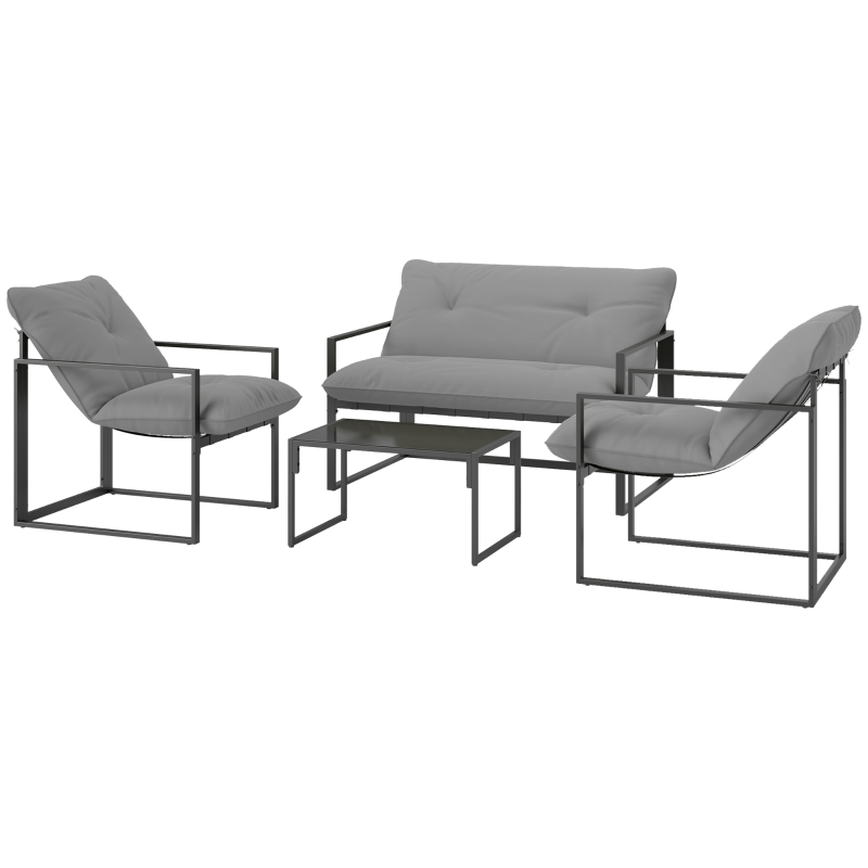 Best Four-Piece Relaxed Back Garden Dining Set - Black/Light Grey - Image 11