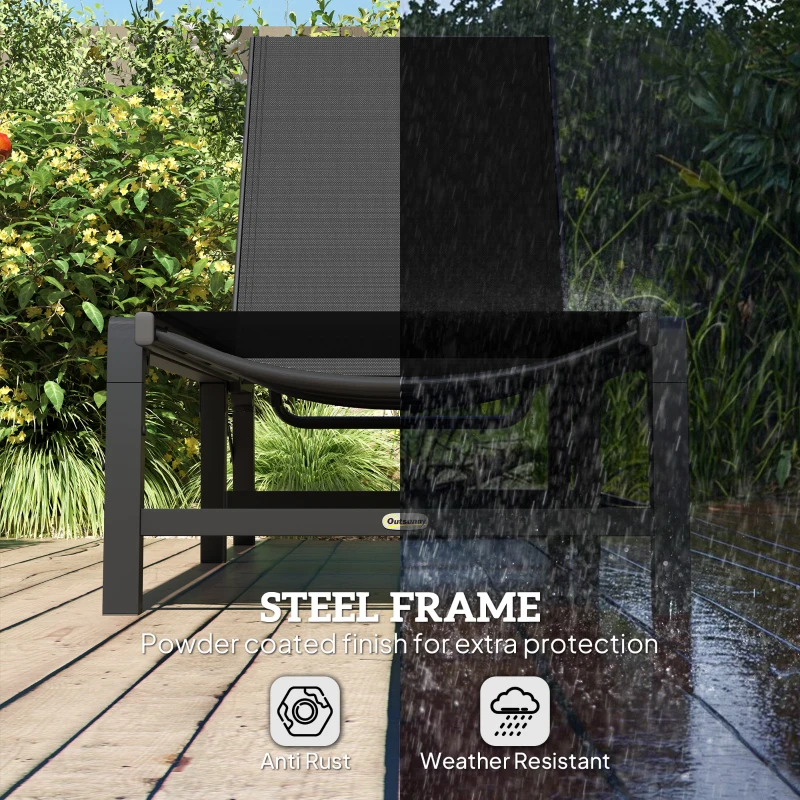 Best Folding Sun Lounger, 5-Position Adjustable Garden Chaise Lounge Sunbed, Steel Frame Reclining Chair for Beach, Porch, Patio, Camping, Black - Image 7