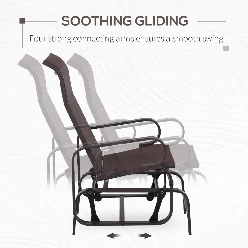 Best Outdoor Gliding Rocking Chair with Sturdy Metal Frame Garden Comfortable Swing Chair, Brown - Image 4