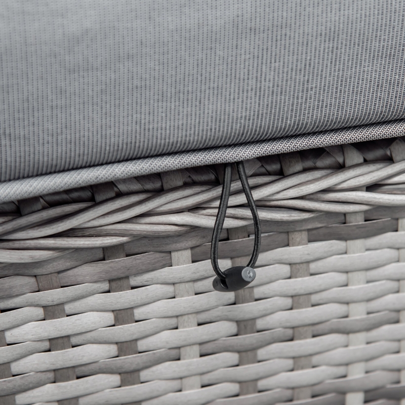 Best 6 Pieces Outdoor PE Rattan Wicker Sofa Set with 10cm Thick Padded Cushionsand Half Round Patio Conversation Furniture Set with Angled Corner Designand Ottomansand and Back Pillows, Grey - Image 9