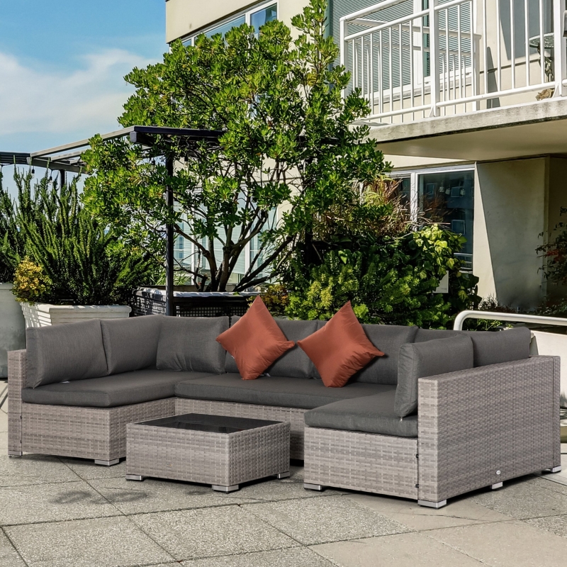 Best Four-Piece Half-Square Rattan Sofa Set - Mixed Grey - Image 11