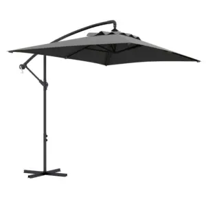 Best 3(m) Cantilever Overhanging Parasol, with Cross Base - Grey