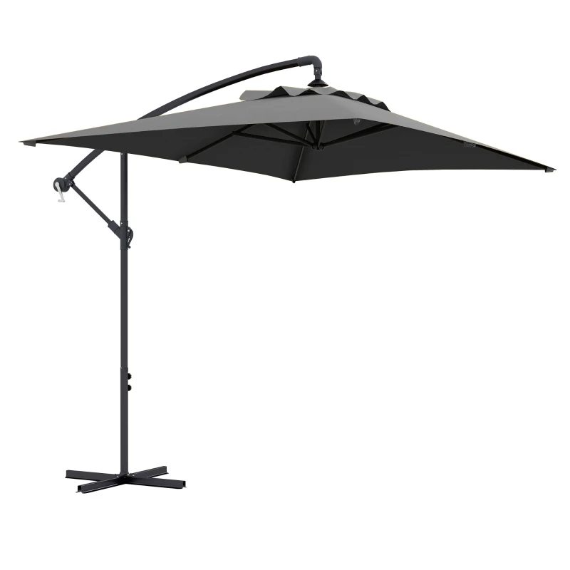 Best 3(m) Cantilever Overhanging Parasol, with Cross Base - Grey