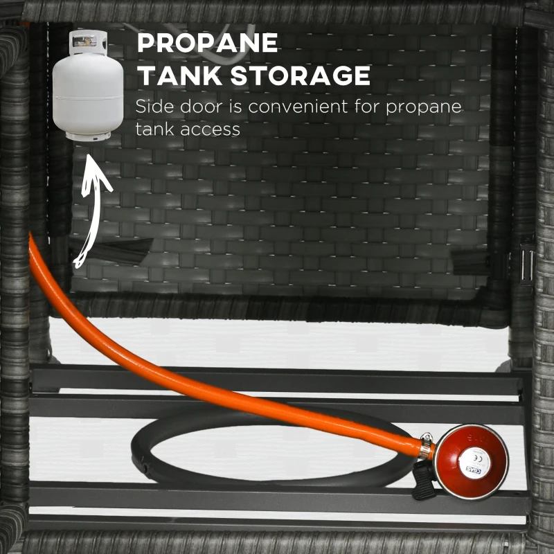 Best 5-Piece Rattan Patio Furniture Set with Gas Fire Pit Table, Loveseat Sofa, Armchairs, Cushions, Pillows, Grey - Image 5