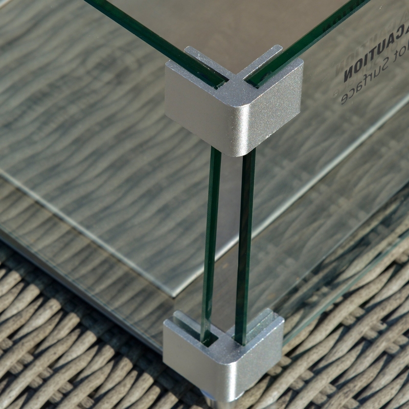 Best 8-Seater Outdoor PE Rattan Sofa Set Conversation Set w/ Fire Pit Table, L-Shape Sofa, Footstool and Furniture Cover - Image 14