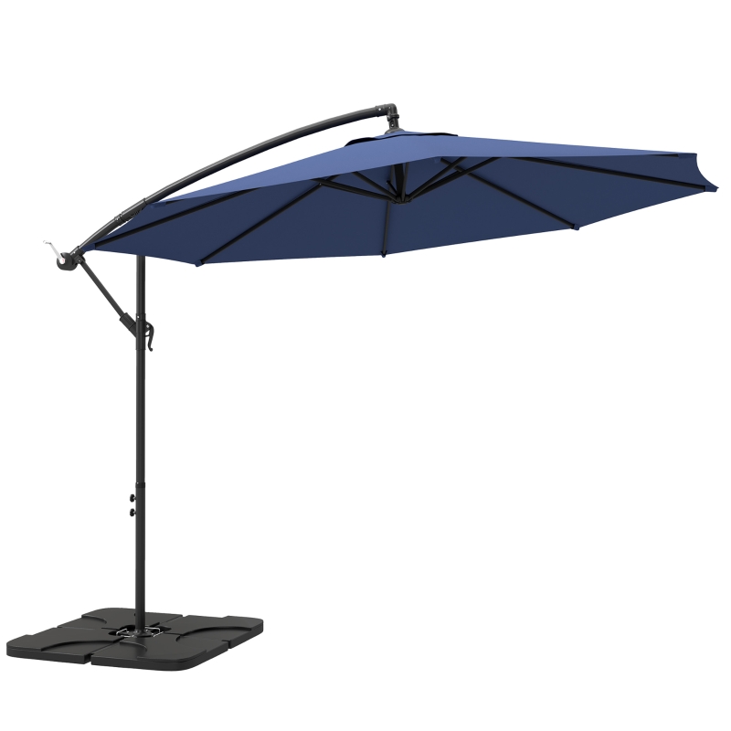 Best 3m Overhanging Parasol, with Base, Weights and Cover - Blue - Image 11