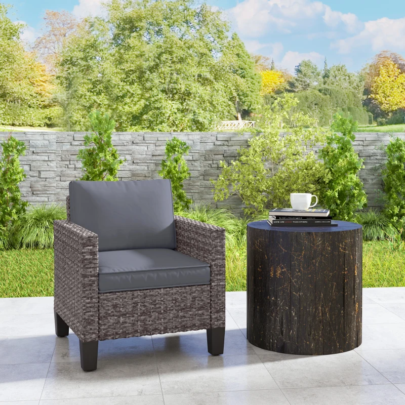 Best Single Rattan Armchair, with Cushions - Mixed Grey - Image 8