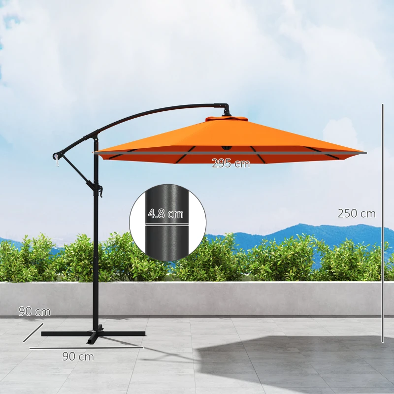 Best 3(m) Overhanging Parasol, with Base - Orange - Image 3