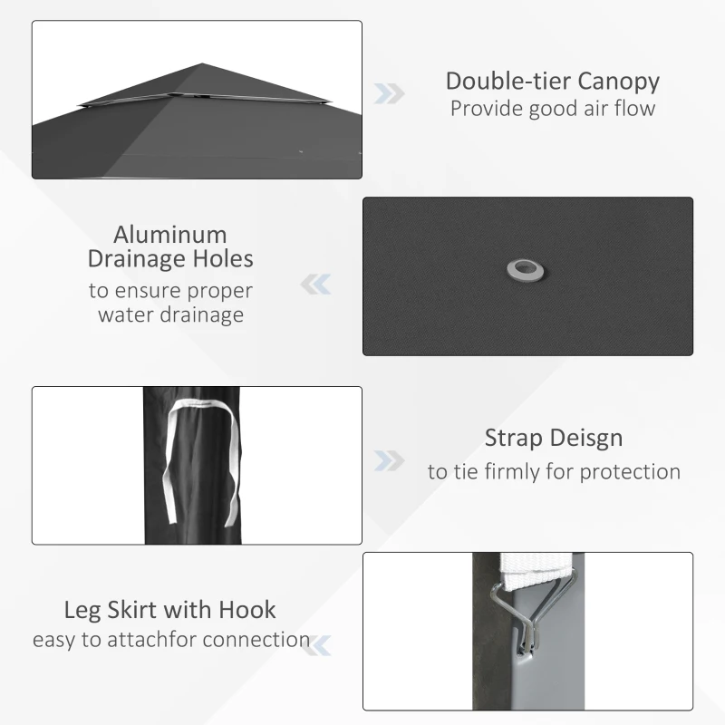 Best 4 x 4m Pop-up Gazebo Double Roof Canopy Tent with UV Proof, Roller Bag & Adjustable Legs Outdoor Party, Steel Frame, Dark Grey - Image 7