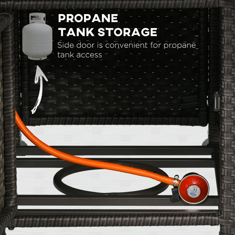 Best 5-Piece Rattan Patio Furniture Set with Gas Fire Pit Table, Loveseat Sofa, Armchairs, Cushions, Pillows, Dark Brown - Image 5