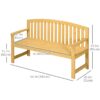 Best 2 Seater Wooden Garden Bench with Armrest, Outdoor Furniture Chair for Park, Balcony, Orange - Image 3