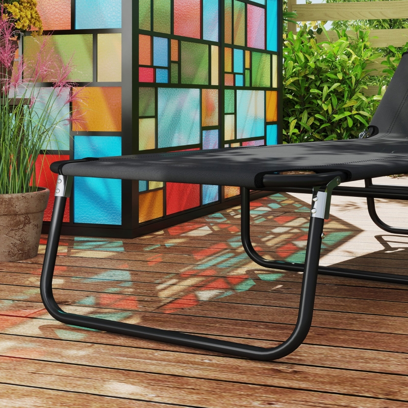 Best Garden Sun Lounger, with Five-Position Back - Black - Image 9