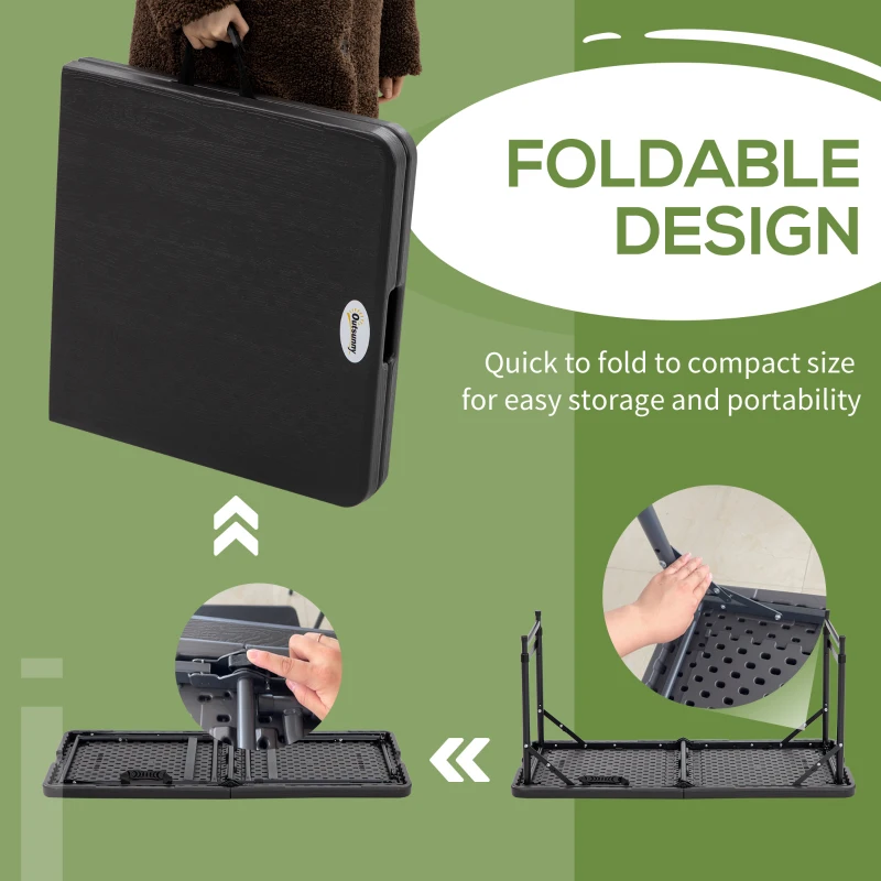 Best Foldable Patio Dining Table for 4, Height Adjustable Outdoor Table for Garden, Lawn, Dark Grey - Image 6