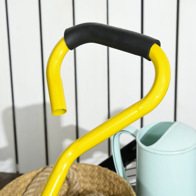 Best Garden Trolley Cart, Heavy Duty Garden Cart with Metal Frame, 10" Pneumatic Wheels, Rotating Handle, 150kg Capacity, for Garden, Farm, Yellow - Image 8