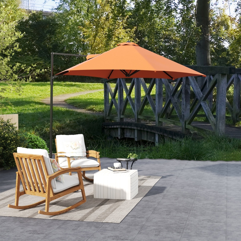 Best 2.5m Rotating Cantilever Parasol - Orange - Image 9