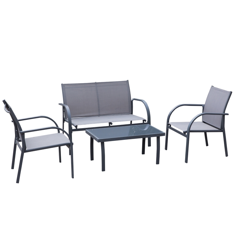 Best Four-Piece Minimal Garden Patio Set - Grey - Image 11