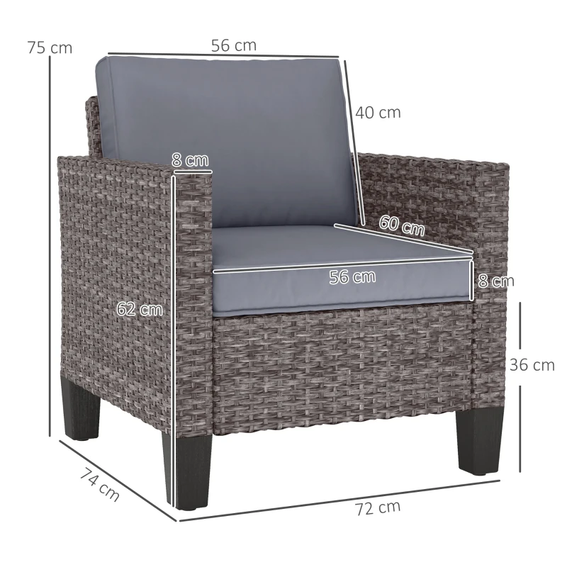 Best Single Rattan Armchair, with Cushions - Mixed Grey - Image 3