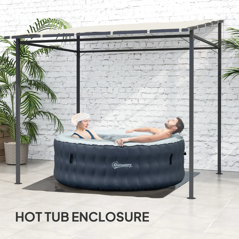 Best 2.4 x 2.4 m Wall Mounted Pergola Gazebo with PA Coating Fabric and Metal Frame, UPF30+, Lean to Garden Gazebo, Wind Resistant Outdoor Sun Shade Shelter for Garden, Deck, Cream White - Image 8