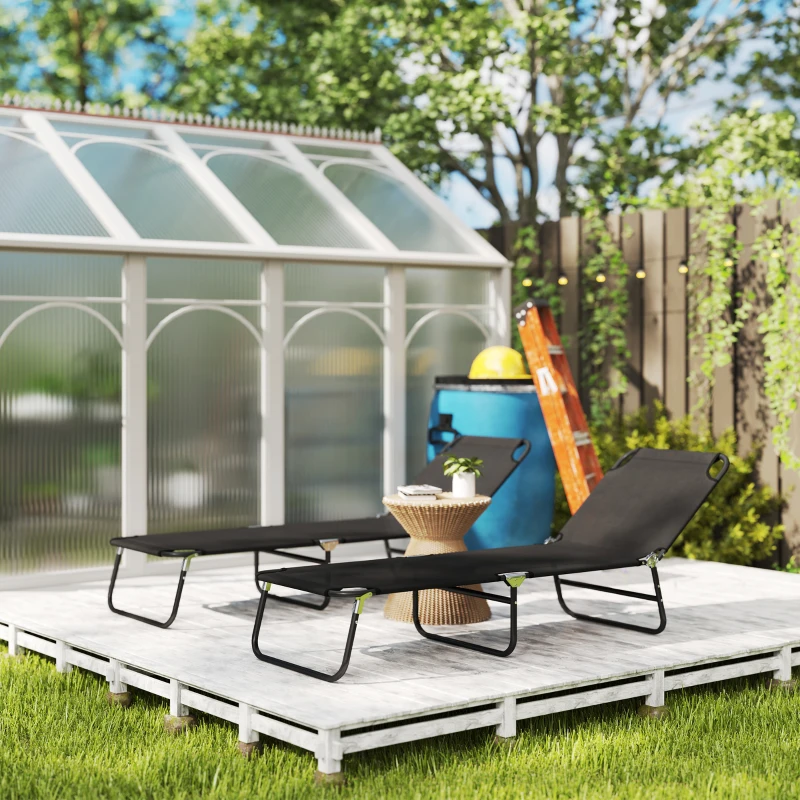 Best Garden Sun Lounger, with Five-Position Back - Black - Image 7