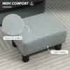 Best PU Leather Footstool with 4 Plastic Legs, Grey - Image 4
