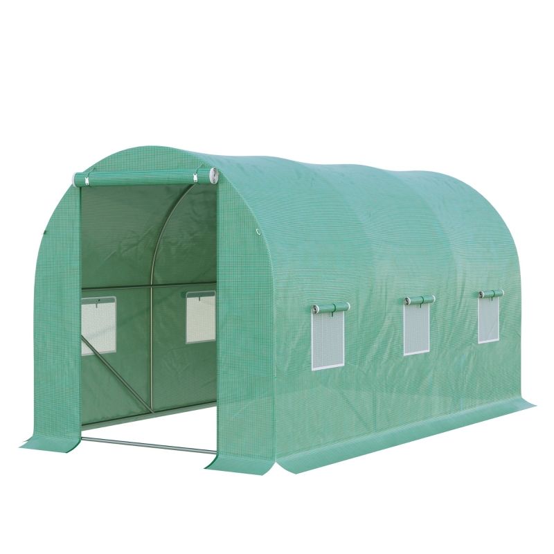 Best 4 x 2 x 2 m Polytunnel Greenhouse with Roll-up Door and 6 Mesh Windows, Walk-in Garden Tunnel Warm House Tent with UV-resistant PE Cover and Galvanised Steel Frame, Green - Image 14