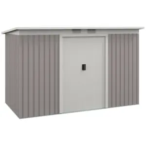 Best Corrugated Garden Metal Storage Shed Outdoor Equipment Tool Box with Kit Ventilation Doors 9x 4FT Light Grey