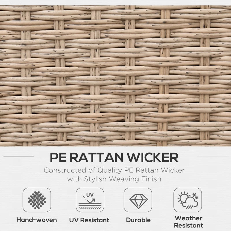 Best 4 Pieces Rattan Garden Furniture Set, Garden Corner Sofa with Side Trays, Wicker Conservatory Furniture Set with Loveseats, Slatted Plastic Top Coffee Table and Cushions, Beige - Image 4