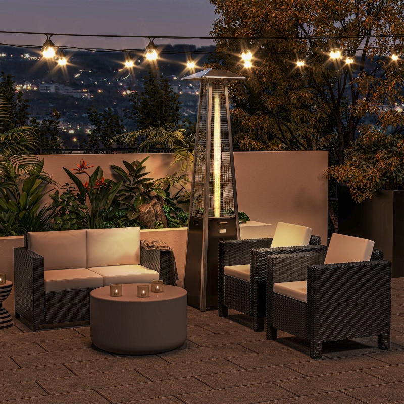 Best Single Seater Rattan Chair Sofa with 10 cm Thick Padded Cushion, All-Weather PE Wicker Weave Garden Armchair with Armrests, Black - Image 10