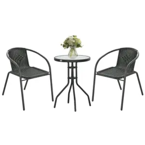 Best 3 Pieces Rattan Bistro Set - Black