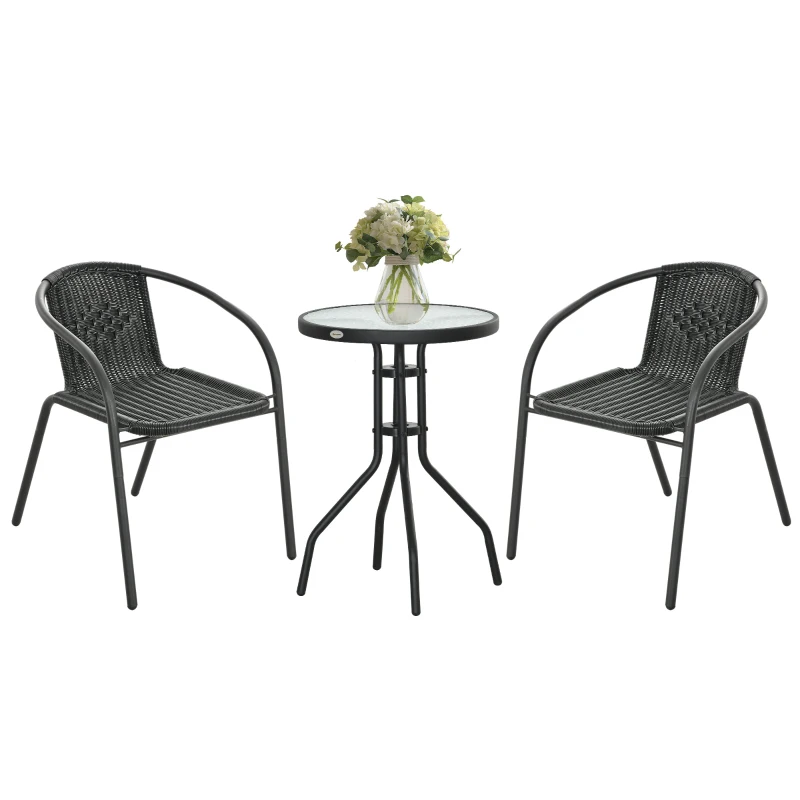 Best 3 Pieces Rattan Bistro Set - Black