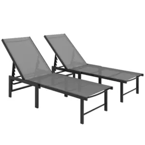 Best Set of Two Reclining Sun Loungers - Grey