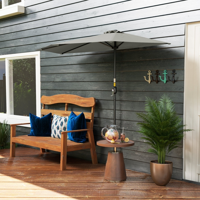 Best Half Round Parasol Umbrella - Light Grey - Image 9