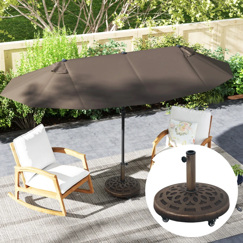 Best 21kg Resin Garden Parasol Base with Wheels, Round Umbrella Stand, Heavy Duty Sun Umbrella Base for 34, 38, 48 mm Umbrella Poles for Deck Poolside, Bronze Tone - Image 8