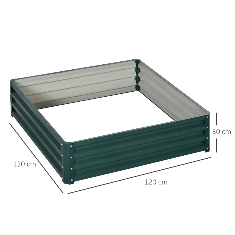 Best Square Raised Garden Bed Box with Weatherized Steel Frame for Vegetables, Flowers, & Herbs, 120 x 120 x 30cm, Green - Image 3