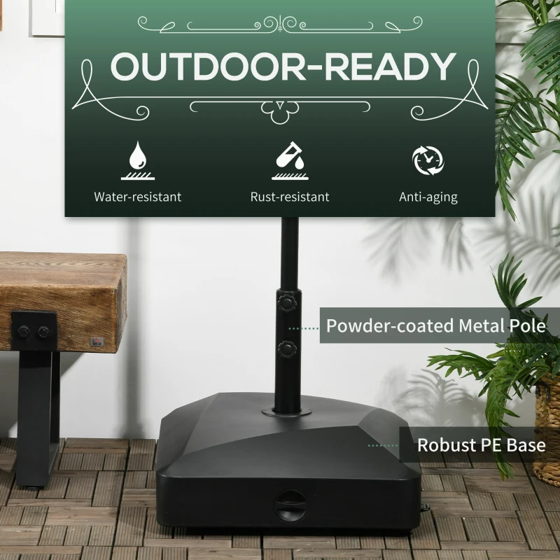 Best Garden Parasol Base Holder, 43kg Water or 60kg Sand Filled, Outdoor Market Umbrella Stand Weight with Wheels and Brakes, Black - Image 7