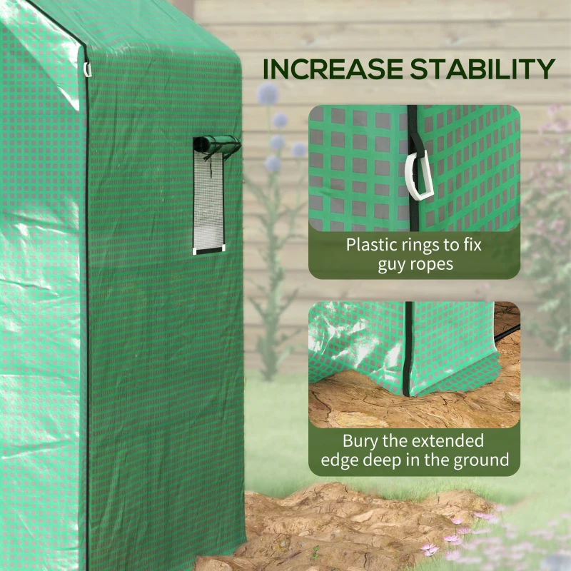 Best Greenhouse Cover Replacement Walk-in PE Hot House Cover with Roll-up Door and Windows, 140 x 143 x 190cm, Green - Image 7