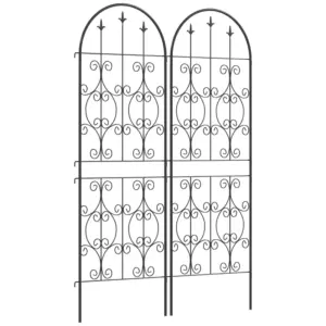 Best Set of 2 Metal Garden Trellis, Decorative Trellis Panels for Climbing Outdoor Plants, Vegetables, Vines, Flowers, 150 x 50 cm, Scrollwork Design