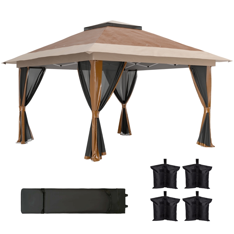Best 3.6 x 3.6m Pop-Up Gazebo, with Accessories - Brown - Image 10
