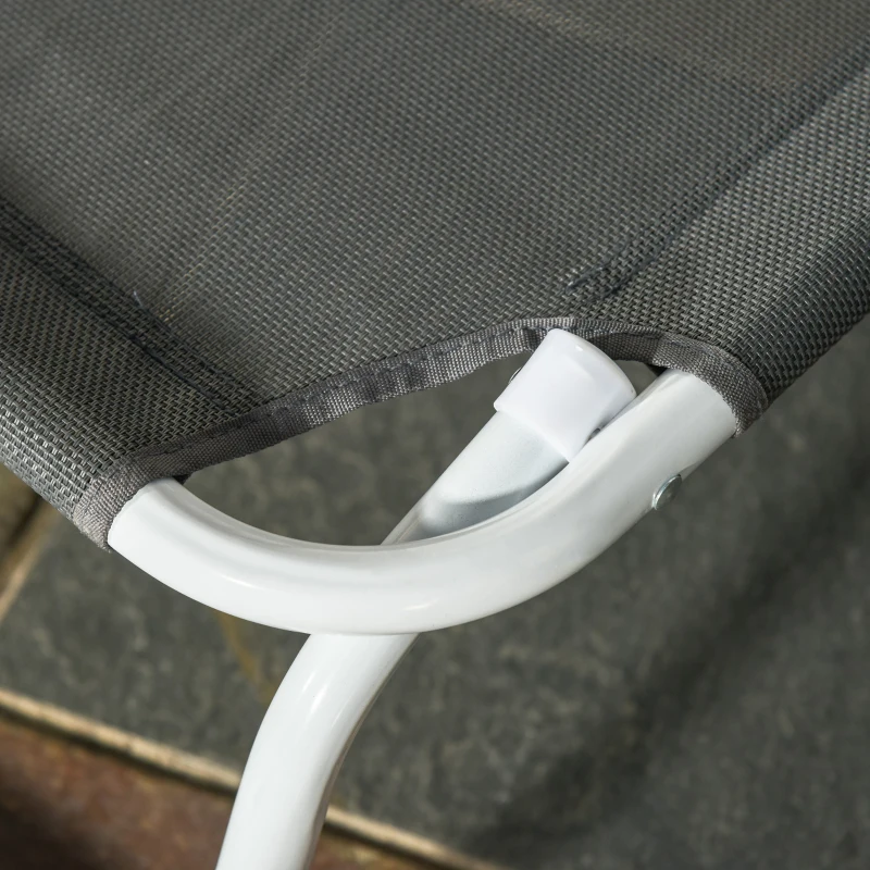 Best Foldable Sun Lounger, Outdoor 4 Level Adjustable Backrest Reclining Lounge Chair with Armrests for Patio, Garden, Dark Grey - Image 8