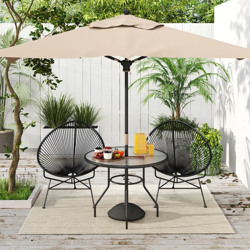 Best Glass-Top Garden Table, with Parasol Hole - Black - Image 2