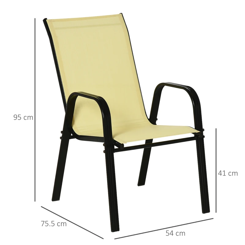 Best Set of Four Stackable Mesh Seat Chairs - Beige - Image 3