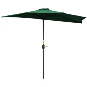 Best 3(m) Half Parasol, Semi Round Umbrella with Metal Frame, Crank Handle for Balcony, Garden, Green