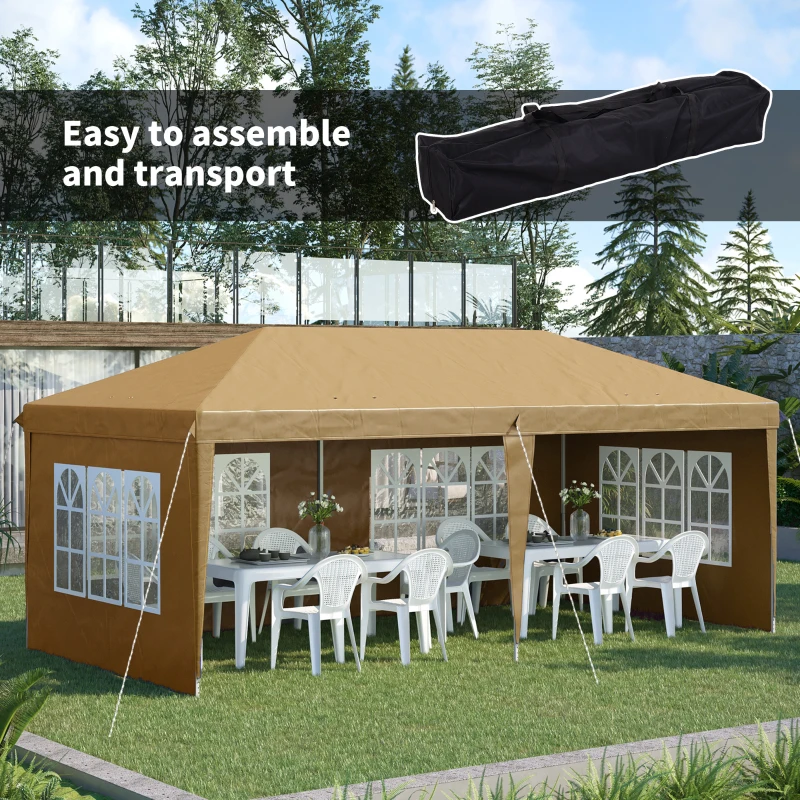 Best 3 x 6m Pop-Up Gazebo, with Removable Walls - Khaki - Image 4