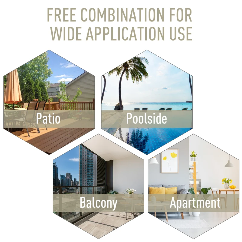 Best Set of 6 Folding Garden Chairs, Metal Frame Garden Chairs Outdoor Patio Park Dining Seat with Breathable Mesh Seat, Beige - Image 6