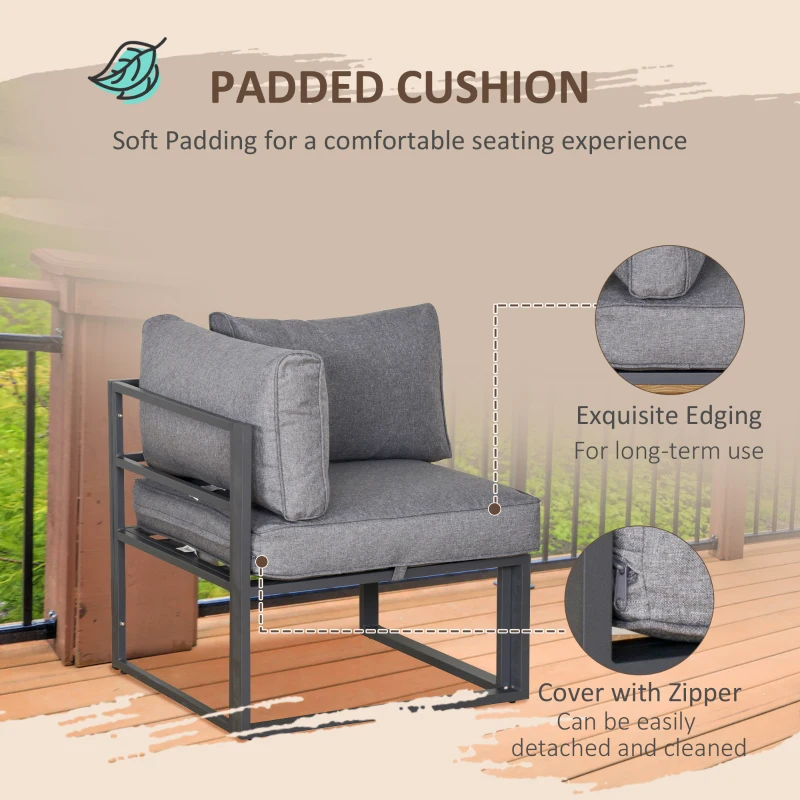 Best 5 Piece Garden Aluminium Conversation Sofa Set Patio Furniture Set Outdoor 2 Sofas 2 Footstools End Table with Cushions - Image 4