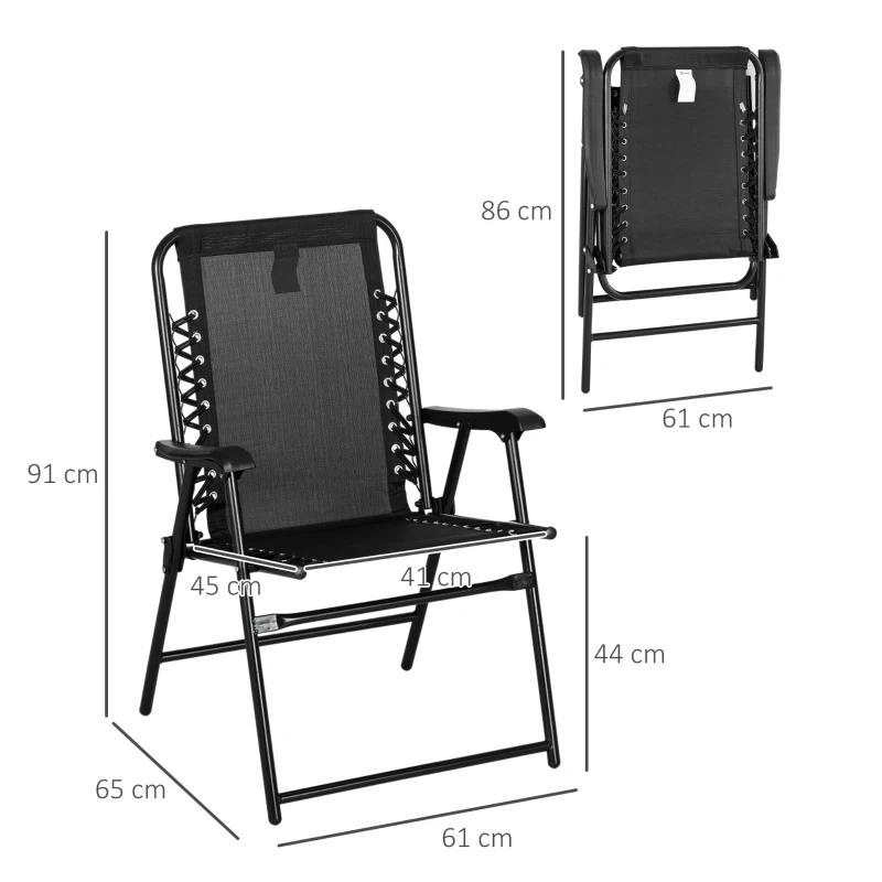 Best 6 Pcs Patio Folding Chair Set, Outdoor Portable Loungers for Camping Pool Beach Deck, Lawn w/ Armrest Steel Frame Black - Image 3