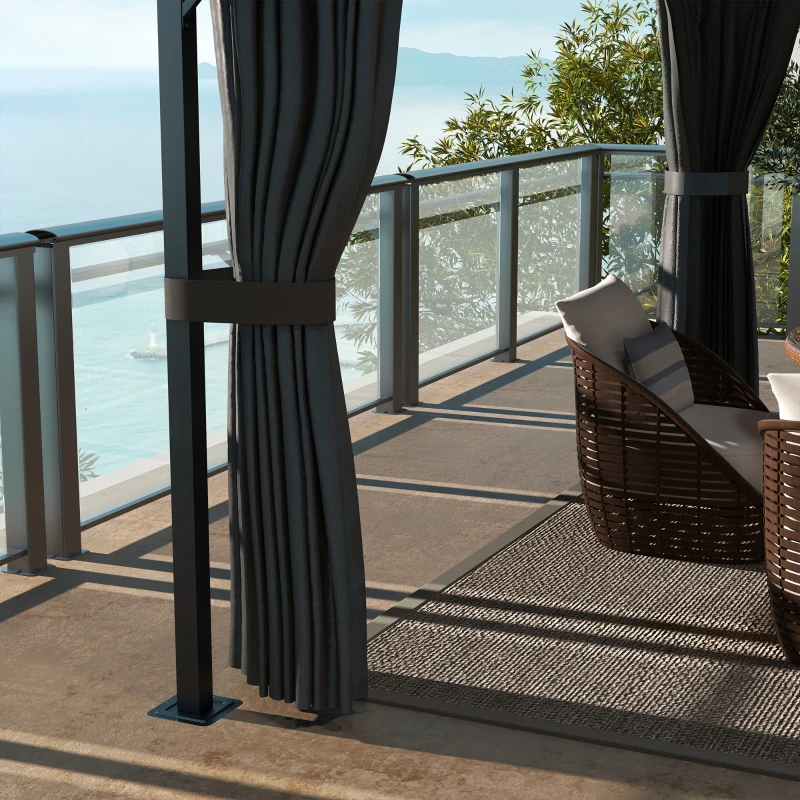 Best 4 x 3m Aluminium Frame Hard Gazebo, with Accessories - Brown - Image 8