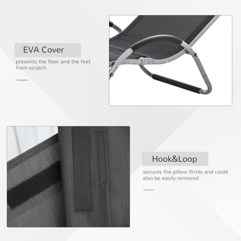 Best Sun Lounger Reclining Chair Portable Armchair with Pillow for Garden Patio Outside Aluminium Frame, Black - Image 4