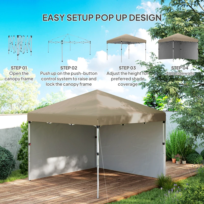 Best 3 x 3 (M) Pop Up Gazebo, UPF 30+ with 2 Sidewalls, Leg Weight Bags and Wheeled Bag, Height Adjustable Party Tent Event Shelter for Garden, Patio, Khaki - Image 5